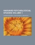 Harvard Psychological Studies, Volume 1