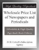 Wholesale Price List of Newspapers and Periodicals